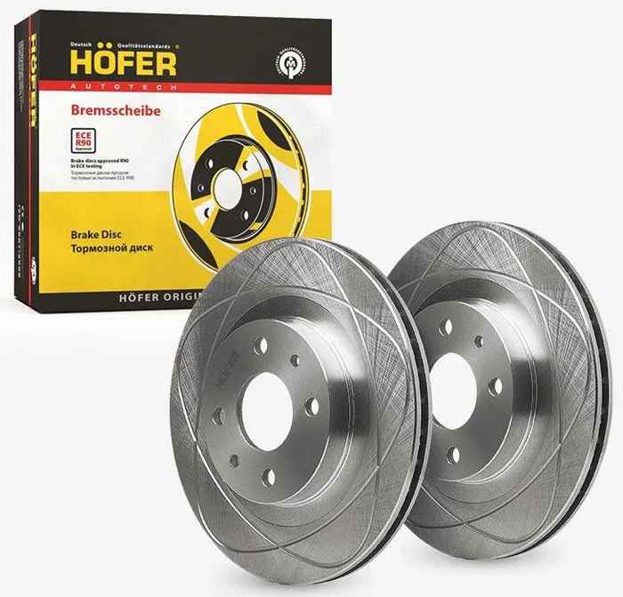 Диски тормозные ВАЗ 2112 R14 вентилируемые, слоты эллипс (комплект 2шт) <b>HOFER HF 130 214</b> (2112-3501070) - изображение