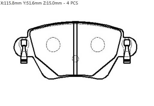 Колодки тормозные FORD Mondeo 3 (00-07) подходит для Jaguar X-Type (03-) RENAULT Kangoo (02-) задние (4шт.) <b>HSB HP9507</b> - изображение 1