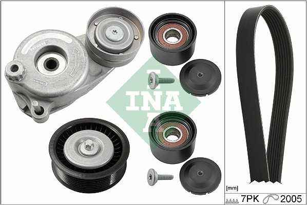 Комплект приводного ремня MERCEDES GL350CDI X166 +AC (сервотроник) <b>INA 529016810</b> - изображение