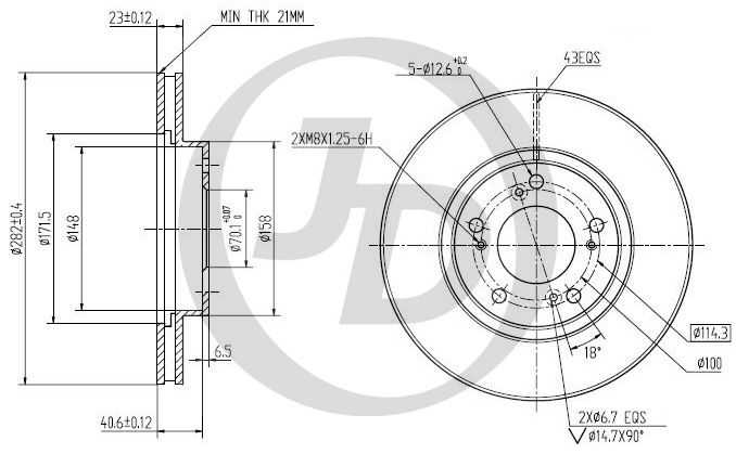 JD JBD0043 - диск тормозной передний DF4028 (282x23) 5 отв - изображение JD JBD0043 - диск тормозной передний DF4028 (282x23) 5 отв - изображение