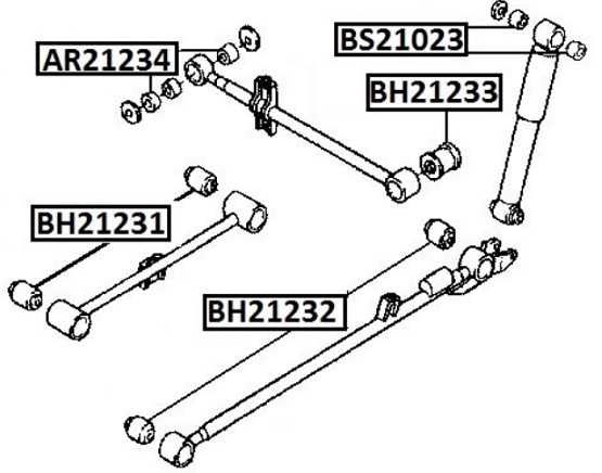 Втулка задней подвески DAIHATSU TERIOS 97-06, 06-, TOYOTA LITEACE 08- <b>JIKIU AR21234</b> - изображение 1