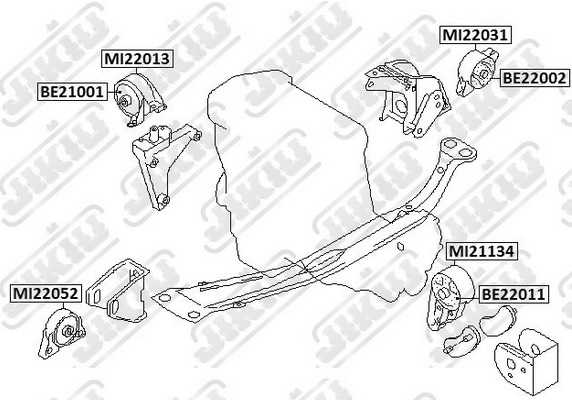 Зам на H катридж опоры двигателя правый NISSAN PRIMERA P11 RHD <b>JIKIU BE22001</b> - изображение 1