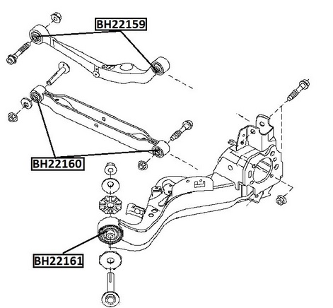 Сайлентблок задн подески NISSAN QASHQAI J10, J11, X-TRAIL T31, T32 <b>JIKIU BH22159</b> - изображение