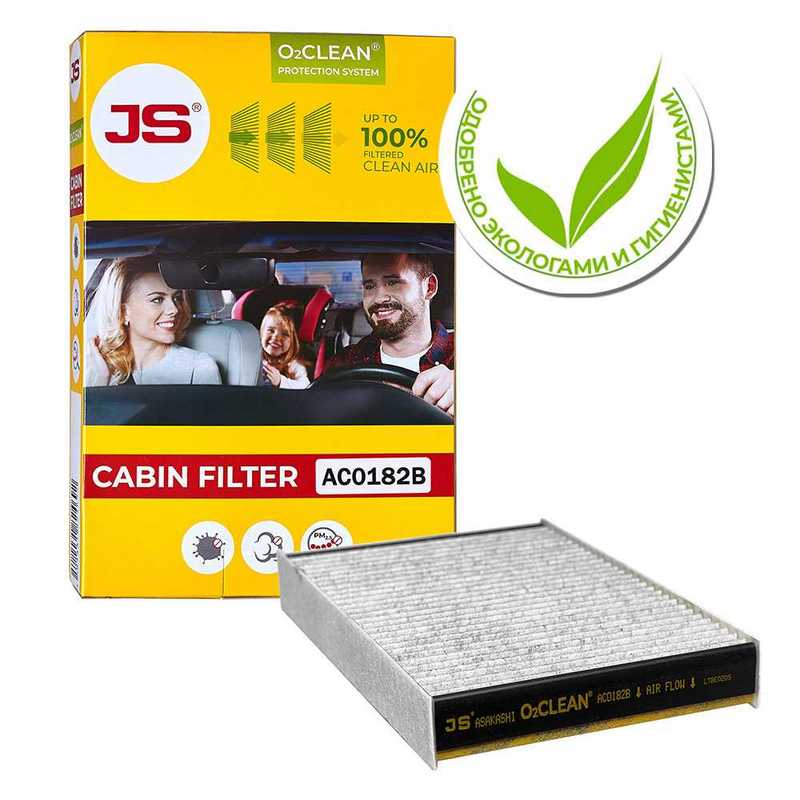 Фильтр салонный O2CLEAN NISSAN JUKE 10-/TIIDA 12 , RENAULT FLUENCE 10- <b>JS ASAKASHI AC0182B</b> - изображение 2
