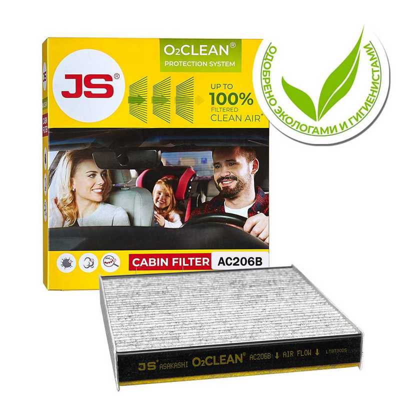 Фильтр салонный O2CLEAN NISSAN PATROL 10-, INFINITI QX50 14-/QX80 13- <b>JS ASAKASHI AC206B</b> - изображение 1