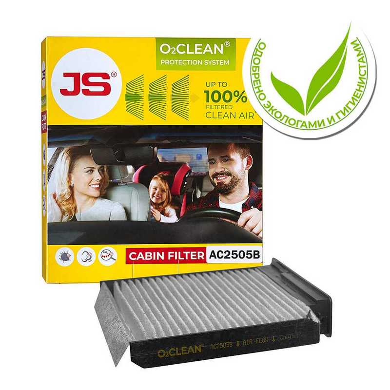 Фильтр салонный O2CLEAN RENAULT LOGAN 04-, LADA LARGUS 12- <b>JS ASAKASHI AC2505B</b> - изображение 1