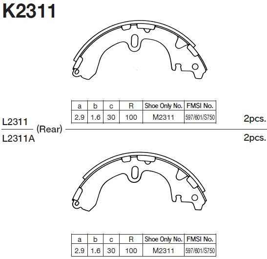 KASHIYAMA K2311 - колодки тормозные барабанные, задние - изображение