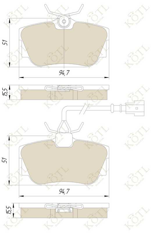 Колодки тормозные VOLKSWAGEN T4 96>SHARAN 00>GALAXY R16 00>06 (1 датчик) зад. <b>KOTL 1369KT</b> - изображение 2