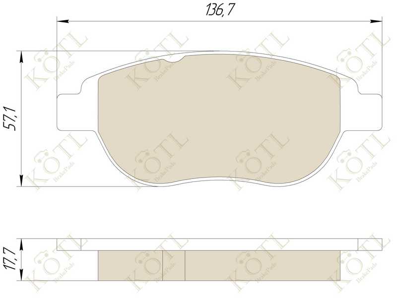 Колодки тормозные CITROEN C4/BERLINGO/FIAT DOBLO/PEUGEOT 307/PARTNER передние <b>KOTL 1464KT</b> - изображение