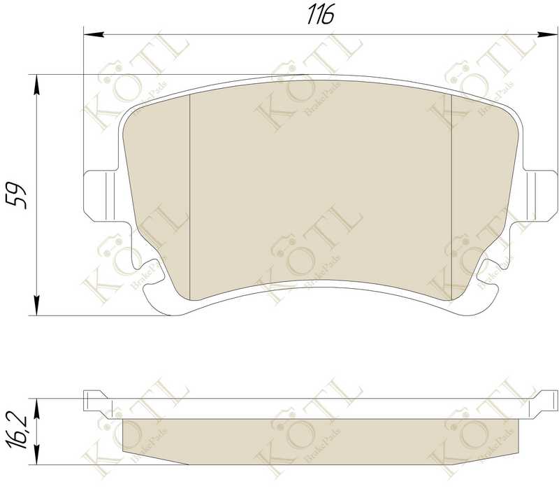 Колодки тормозные AUDI A4A6A8VW MULTIVANT5PHAETON задние <b>KOTL 1516KT</b> - изображение 2