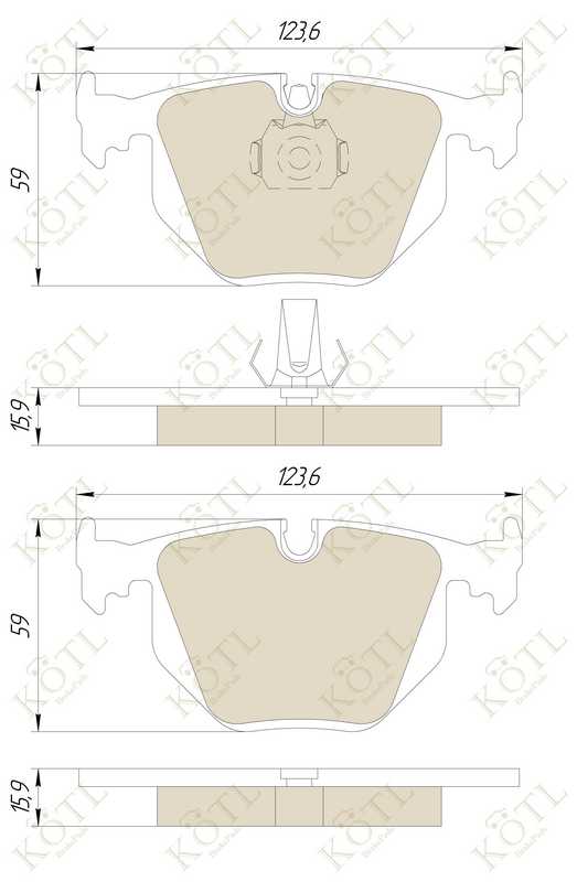 Колодки тормозные BMW X3 E83/X5 E53/3 E46 2.5/3.0/RANGE ROVER III 02- задние <b>KOTL 1527KT</b> - изображение 2
