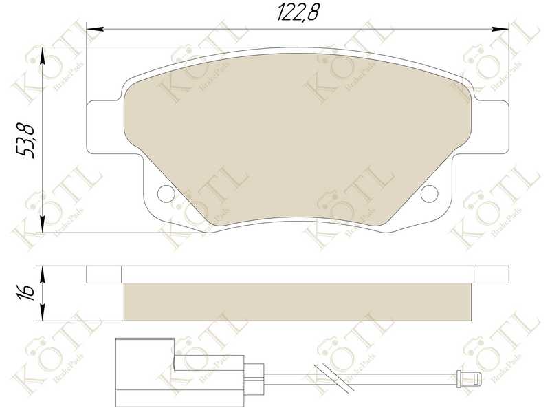 Колодки тормозные FORD TRANSIT 06- задние с датчиком <b>KOTL 1725KT</b> - изображение 2