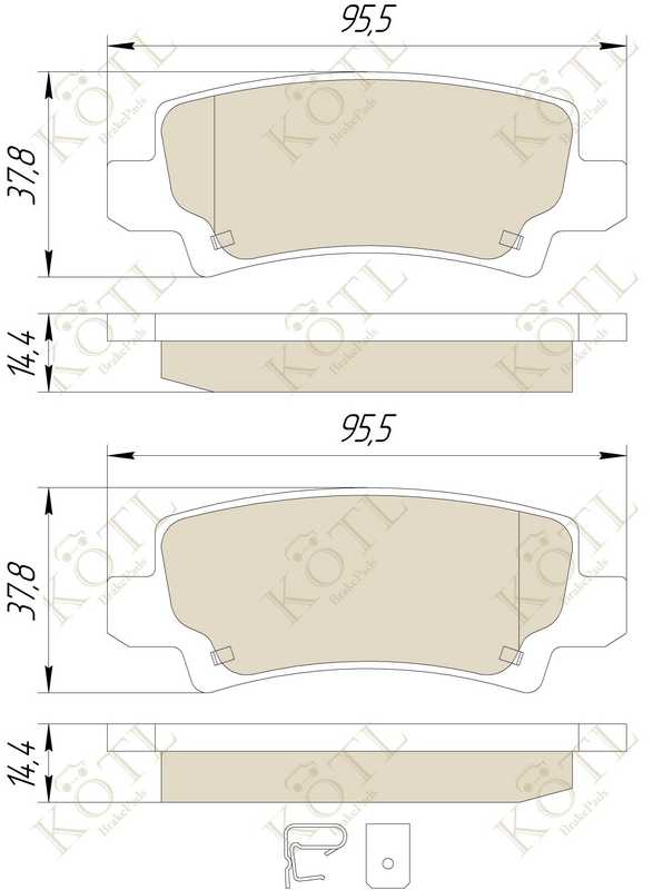 Колодки тормозные TOYOTA COROLLA (E12) 02>06 с датчиком задние <b>KOTL 3289KT</b> - изображение 1