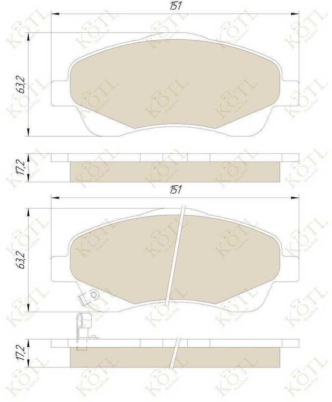 Колодки тормозные TOYOTA AVENSIS 03>/COROLLA VERSO 1.8/2.0D/2.2D пер. <b>KOTL 3336KT</b> - изображение