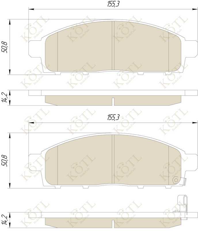 Колодки тормозные MITSUBISHI PAJERO SPORT/MONTERO SPORT 08>/L200 05> передние <b>KOTL 3435KT</b> - изображение