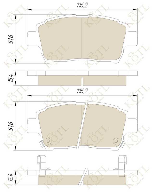 Колодки тормозные TOYOTA COROLLAPRIUSYARIS 1.0-1.6 99- передние <b>KOTL 7075KT</b> - изображение