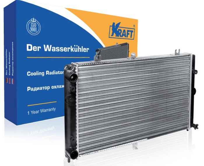 Радиатор охлаждения ВАЗ 2110 (1,6л), 2170 Приора алюминиевый <b>KRAFT KT 104012</b> (2170-1301012) - изображение