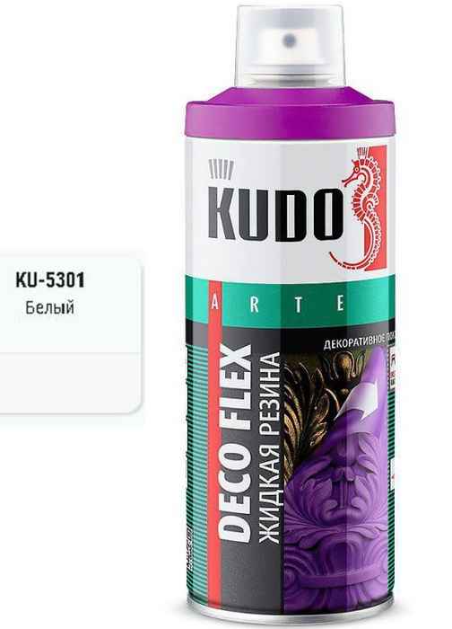 Краска аэрозольная ЖИДКАЯ РЕЗИНА белая (520мл) <b>DECO FLEX KUDO KU-5301</b> - изображение