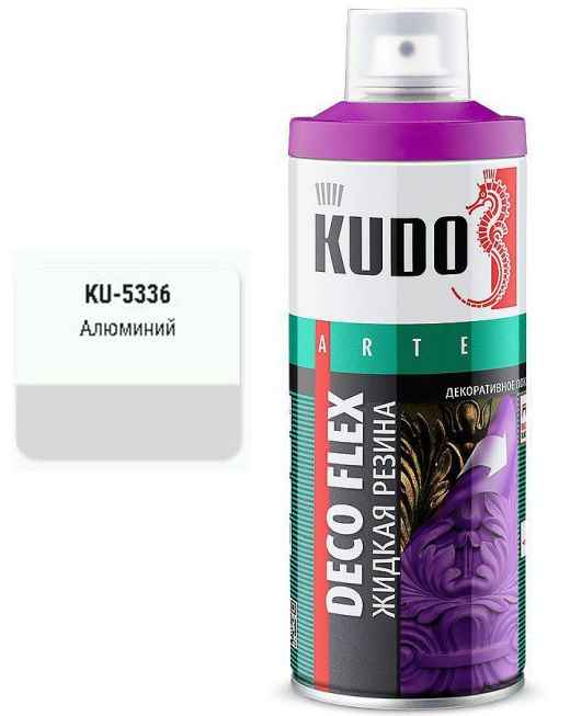 Краска аэрозольная ЖИДКАЯ РЕЗИНА алюминий (520мл) <b>DECO FLEX KUDO KU-5336</b> - изображение