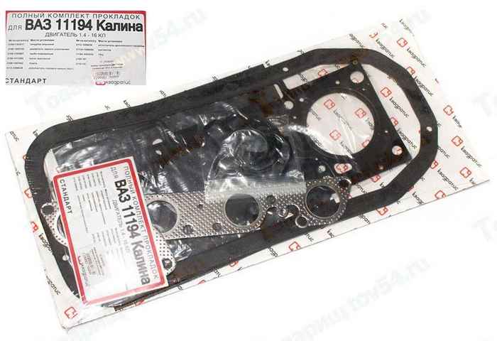 Набор прокладок ДВС ВАЗ 11194 Калина дв.16V1,4 полный Стандарт <b>КВАДРАТИС KVP-11194-1002064-02</b> - изображение