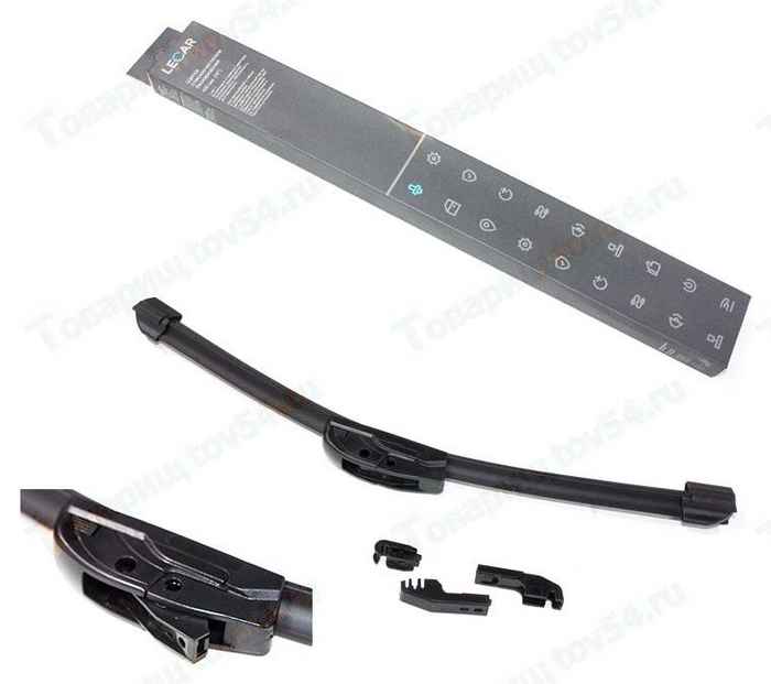 Щетка стеклоочистителя бескаркасная 400мм 16', 4 сменных адаптера <b>LECAR-0000409-01</b> - изображение