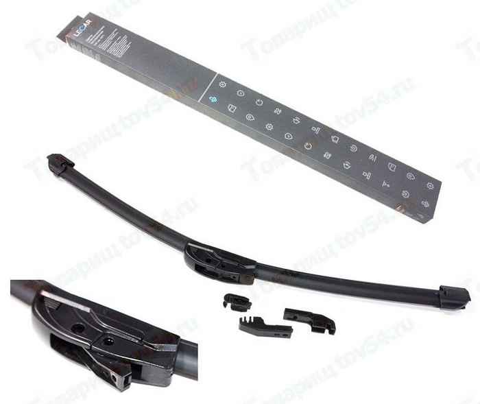 Щетка стеклоочистителя бескаркасная 500мм 20', 4 сменных адаптера <b>LECAR-0000609-01</b> - изображение