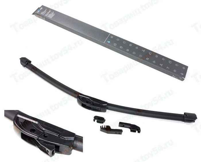 Щетка стеклоочистителя бескаркасная 650мм 26', 4 сменных адаптера <b>LECAR-0000809-01</b> - изображение Щетка стеклоочистителя бескаркасная 650мм 26', 4 сменных адаптера <b>LECAR-0000809-01</b> - изображение