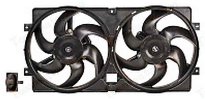 Вентилятор радиатора ДВС ВАЗ 2123 Нива Шевроле без резистора с кожухом 2 вентилятора <b>LUZAR LFK 0124</b> - изображение