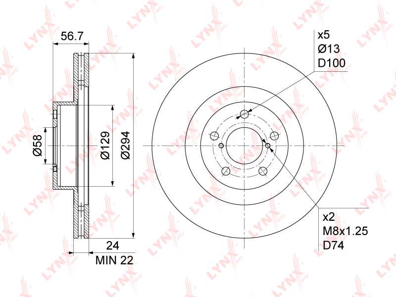 Диск тормозной передний (293,5x24) подходит для SUBARU Forester(SF-J) 2.0-2.5 01> / Impreza(GC-R) 2.0-2.5 98> / Legacy III-V 2.0D-3.0 00> / XV 1.6-2.0 12> <b>LYNXAUTO BN-1128</b> - изображение 1