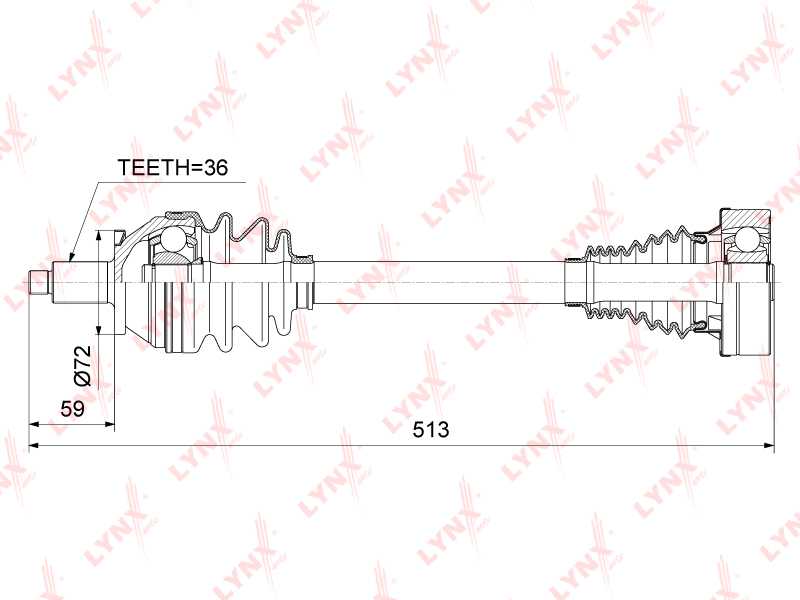 Привод в сборе L подходит для SKODA Fabia III 1.2-1.6 14>, VW Polo 1.2-1.6 09> <b>LYNXAUTO CD-1024</b> - изображение