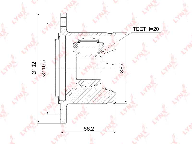 Шрус внутренний подходит для TOYOTA Altezza 2.0 98-05 / Harrier 2.4-3.0 97-03 / Highlander 2.4-3.0 00-07 / Mark 2/Chaser/Cresta(80/90/100/110) 1.8-2.4D >07 / Verossa 2.0 01-04, LEXUS RX300 <b>LYNXAUTO CI-3764</b> - изображение