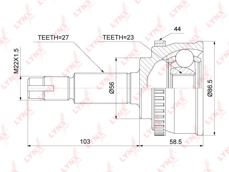 Шрус наружный подходит для NISSAN Almera Tino 2.0 00-05 / Avenir(W11) 2.0 98-05 / Primera 1.8 01-05 / Serena(C24) 2.0 99-05 <b>LYNXAUTO CO-3916A</b> - изображение