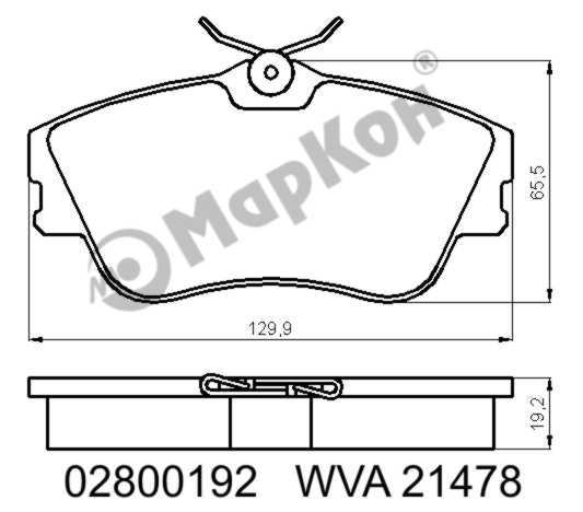 Колодки тормозные дисковые к-т Volkswagen <b>МАРКОН 02800192</b> - изображение