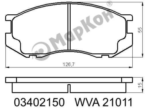 Колодки тормозные дисковые к-т с мех. индикатором износа Toyota <b>МАРКОН 03402150</b> - изображение