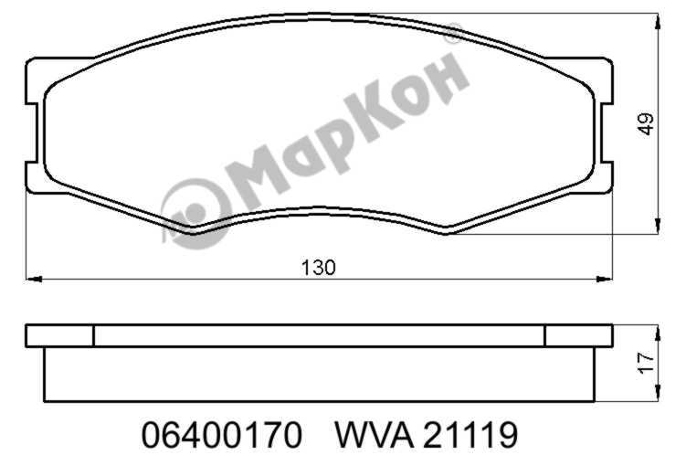 Колодки тормозные FR без датчика <b>МАРКОН 06400170</b> - изображение