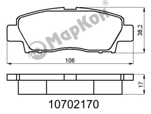 Колодки тормозные дисковые к-т с мех. индикатором износа Toyota <b>МАРКОН 10702170</b> - изображение