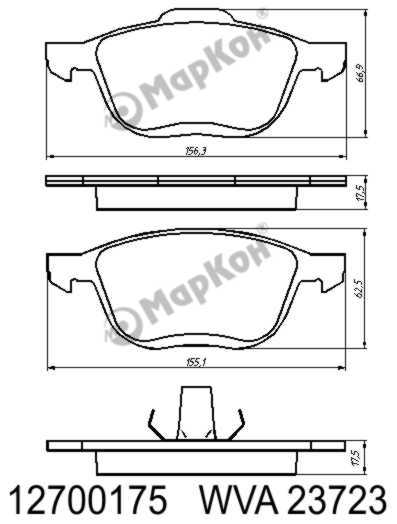 Колодки тормозные дисковые к-т Ford Focus II подходит для VOLVO <b>МАРКОН 12700175</b> - изображение Колодки тормозные дисковые к-т Ford Focus II подходит для VOLVO <b>МАРКОН 12700175</b> - изображение