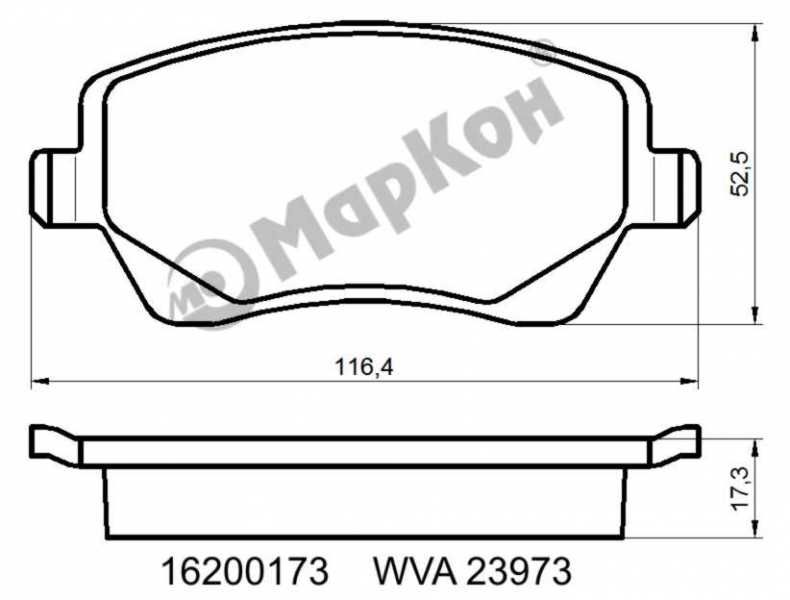 Колодки тормозные дисковые к-т Nissan Note Lada Renault <b>МАРКОН 16200173</b> - изображение