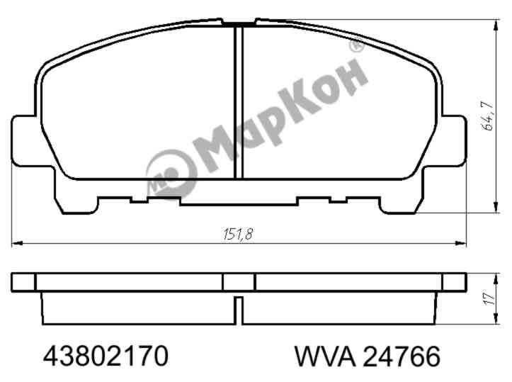 Колодки тормозные дисковые к-т с мех. индикатором износа Honda Accord VIII передние <b>МАРКОН 43802170</b> - изображение