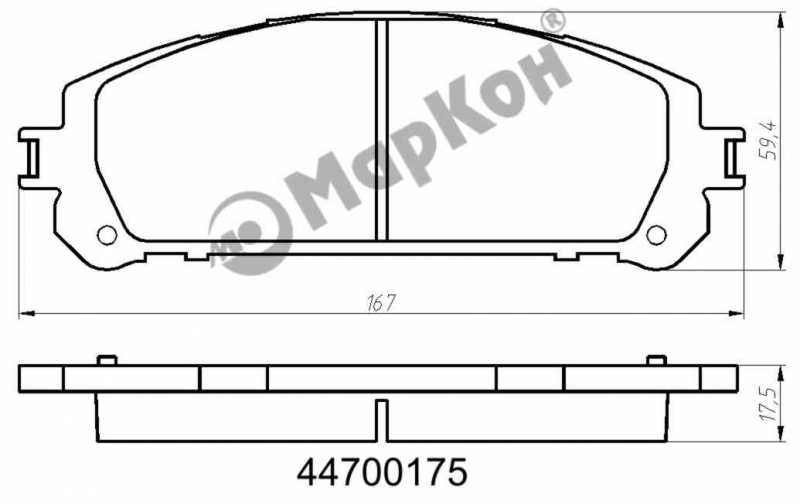 Колодки тормозные дисковые к-т передние LEXUS RX III TOYOTA Prius Plus Highlander <b>МАРКОН 44700175</b> - изображение