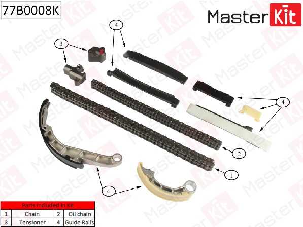 Комплект цепи грм Nissan Almera Tino/X-Trail 2.2D- (без звездочек) <b>MASTERKIT 77B0008K</b> - изображение