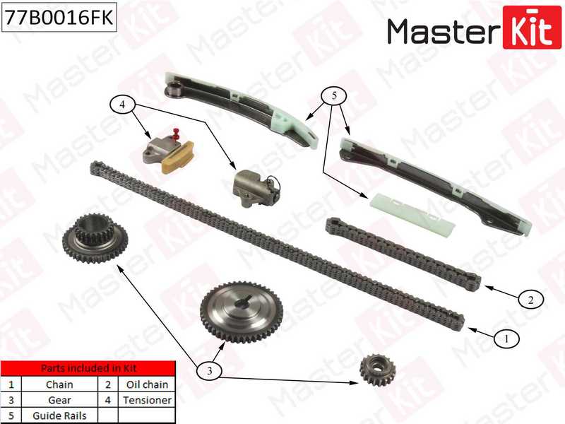 Комплект цепи грм NISSAN QASHQAI 2.0 MR20DE 07- <b>MASTERKIT 77B0016FK</b> - изображение 1
