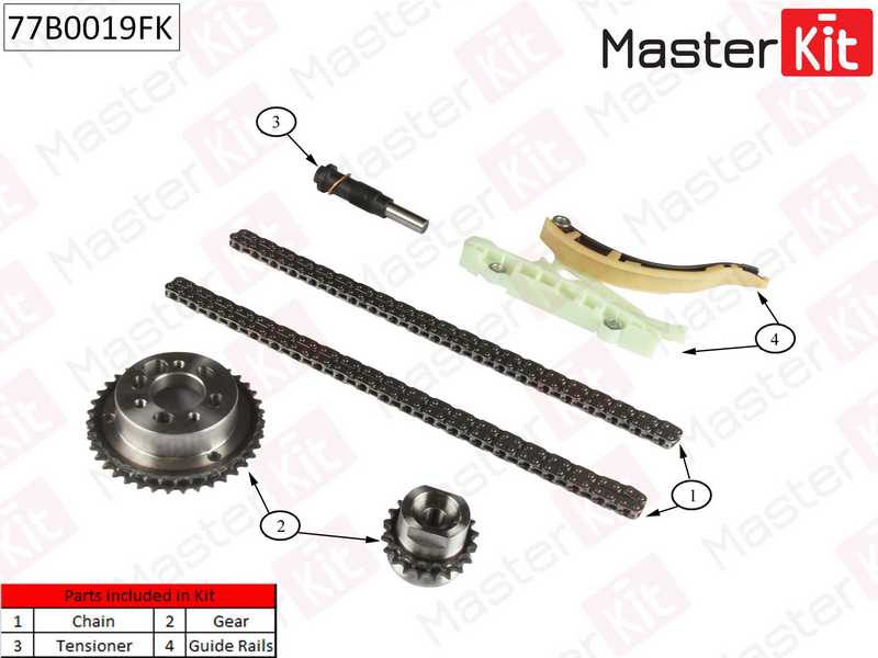 Комплект цепи грм FORD TRANSIT CONNECT 1.8Di KKDA,BHDA 06- <b>MASTERKIT 77B0019FK</b> - изображение 1