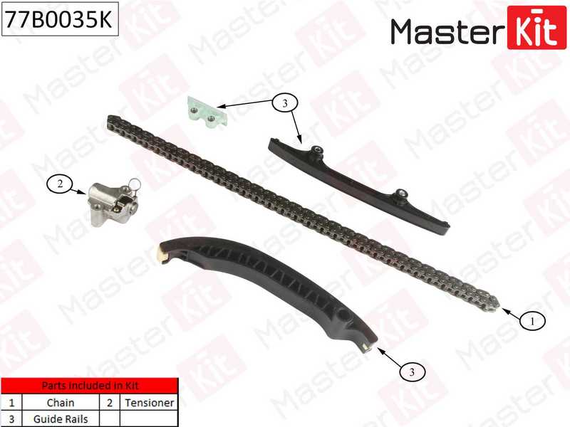 Комплект цепи грм FORD Transit 2,4 Duratorq TC 10- без звездочек <b>MASTERKIT 77B0035K</b> - изображение 1