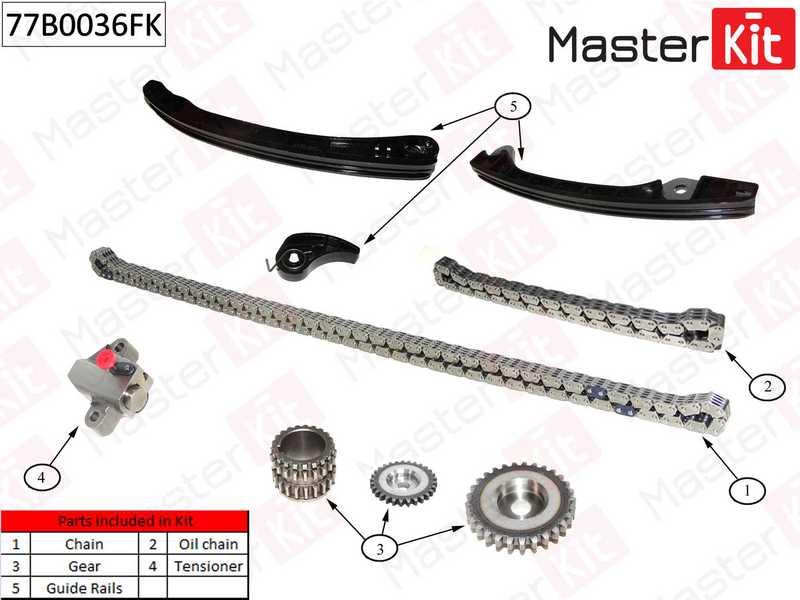 Комплект цепи грм NISSAN 1.6i HR16DE 10- <b>MASTERKIT 77B0036FK</b> - изображение 2