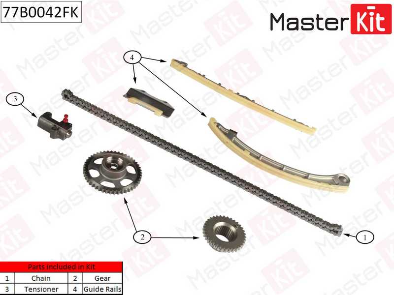 Комплект цепи грм HONDA ACCORD 2.4 VTI-E 5AT K20Z4/K20A4 07- <b>MASTERKIT 77B0042FK</b> - изображение 1