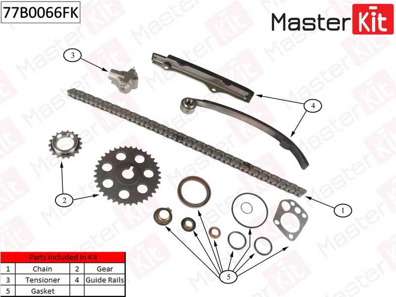Комплект цепи грм Ford Maverick 2.4 i 93-98  NISSAN Terrano II 2.4 4WD/2.4 i 12V 4WD 92- FUII <b>MASTERKIT 77B0066FK</b> - изображение 1
