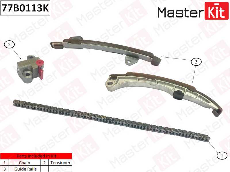 Комплект цепи грм Toyota Yaris/Echo 1.5i 1NZ-FE 00-06 (без звездочек) <b>MASTERKIT 77B0113K</b> - изображение