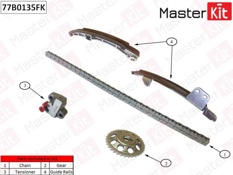 Комплект цепи грм TOYOTA 1NZ-FE,2NZ-FE <b>MASTERKIT 77B0135FK</b> - изображение