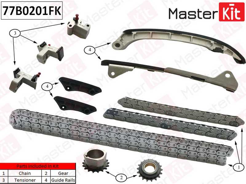 Комплект цепи грм Toyota LAND CRUISER 1GR-FE <b>MASTERKIT 77B0201FK</b> - изображение